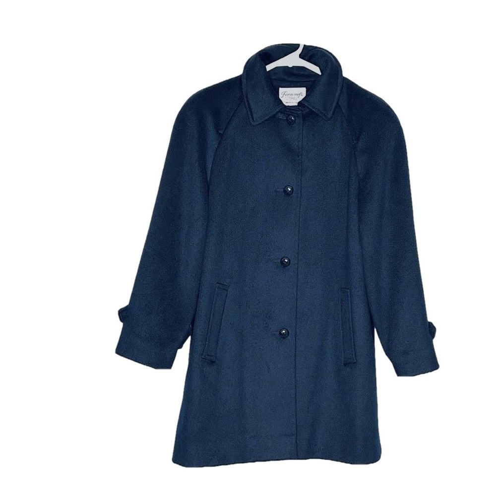 Ferncroft Vintage 100% Wool Coat, Size 8, Navy Blue - Picture 2 of 11